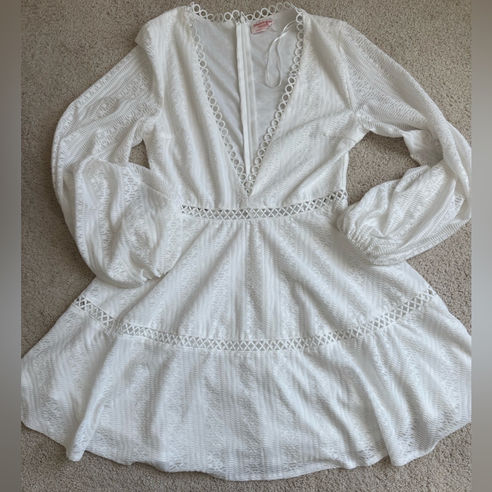 Showpo White Lace V-Neck Dress